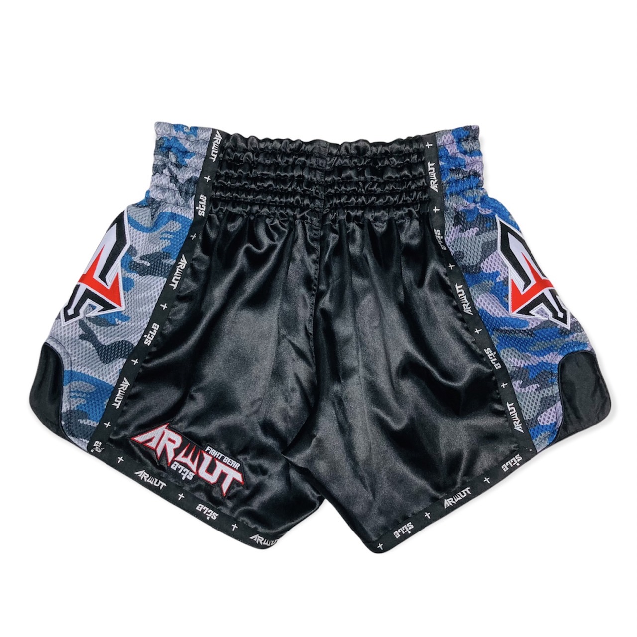 ARWUT CAMO EDITION MUAY THAI SHORTS BS2 BLACK/BLUE CAMO – Arwut Fight Gear