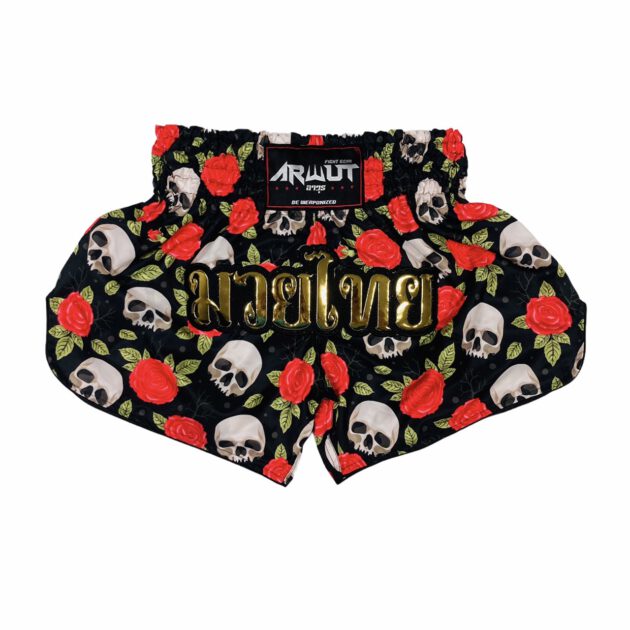 Gothic Skulls & Roses Arwut Muay Thai Shorts