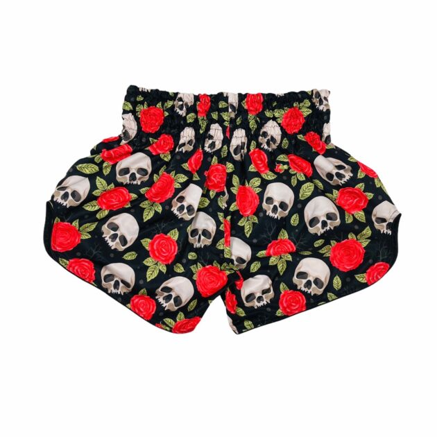 Gothic Skulls & Roses Arwut Muay Thai Shorts Back